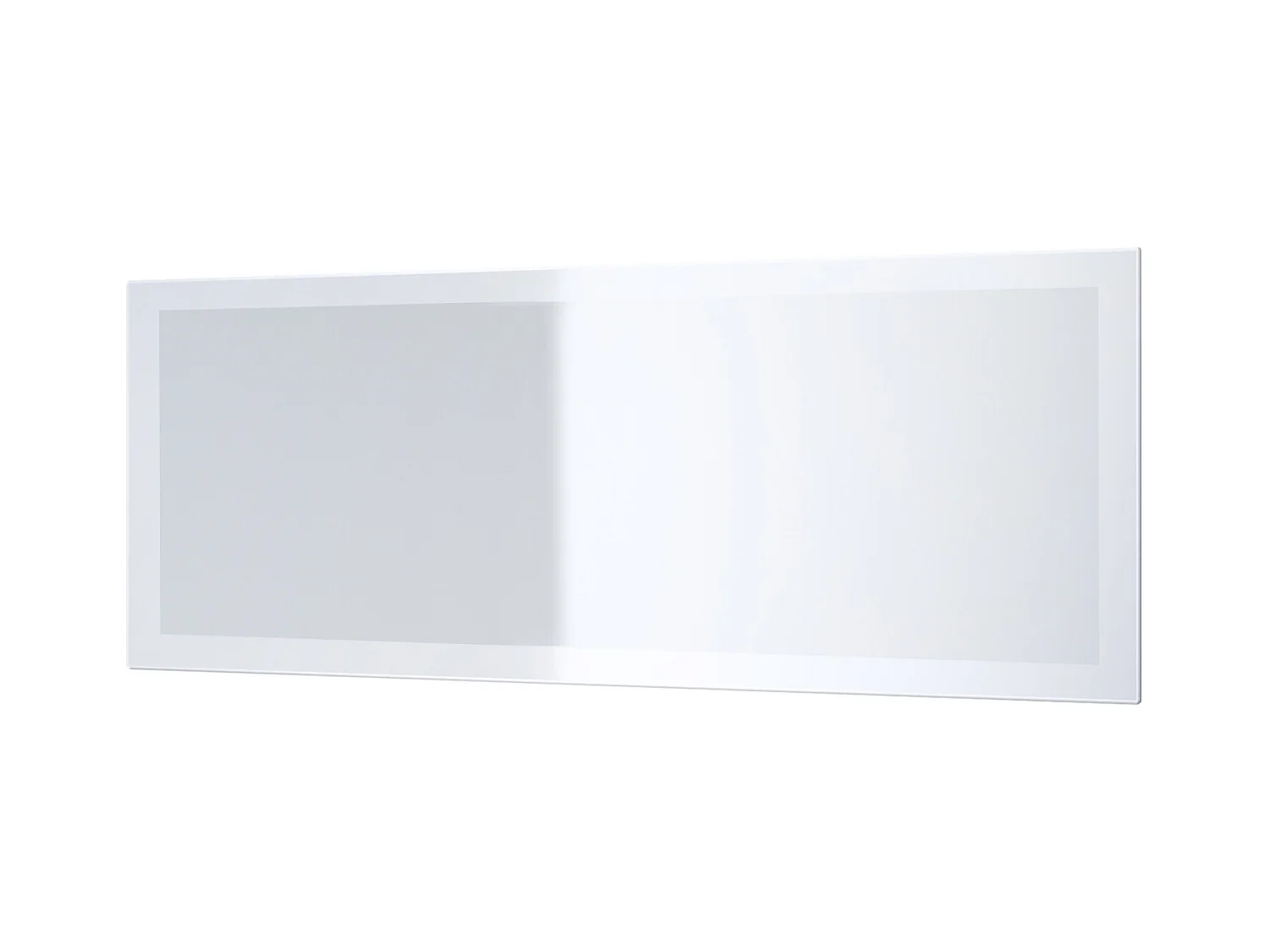 Miroir Lima, Miroir mural avec cadre de style moderne, Blanc haute brillance (139 x 55 cm)