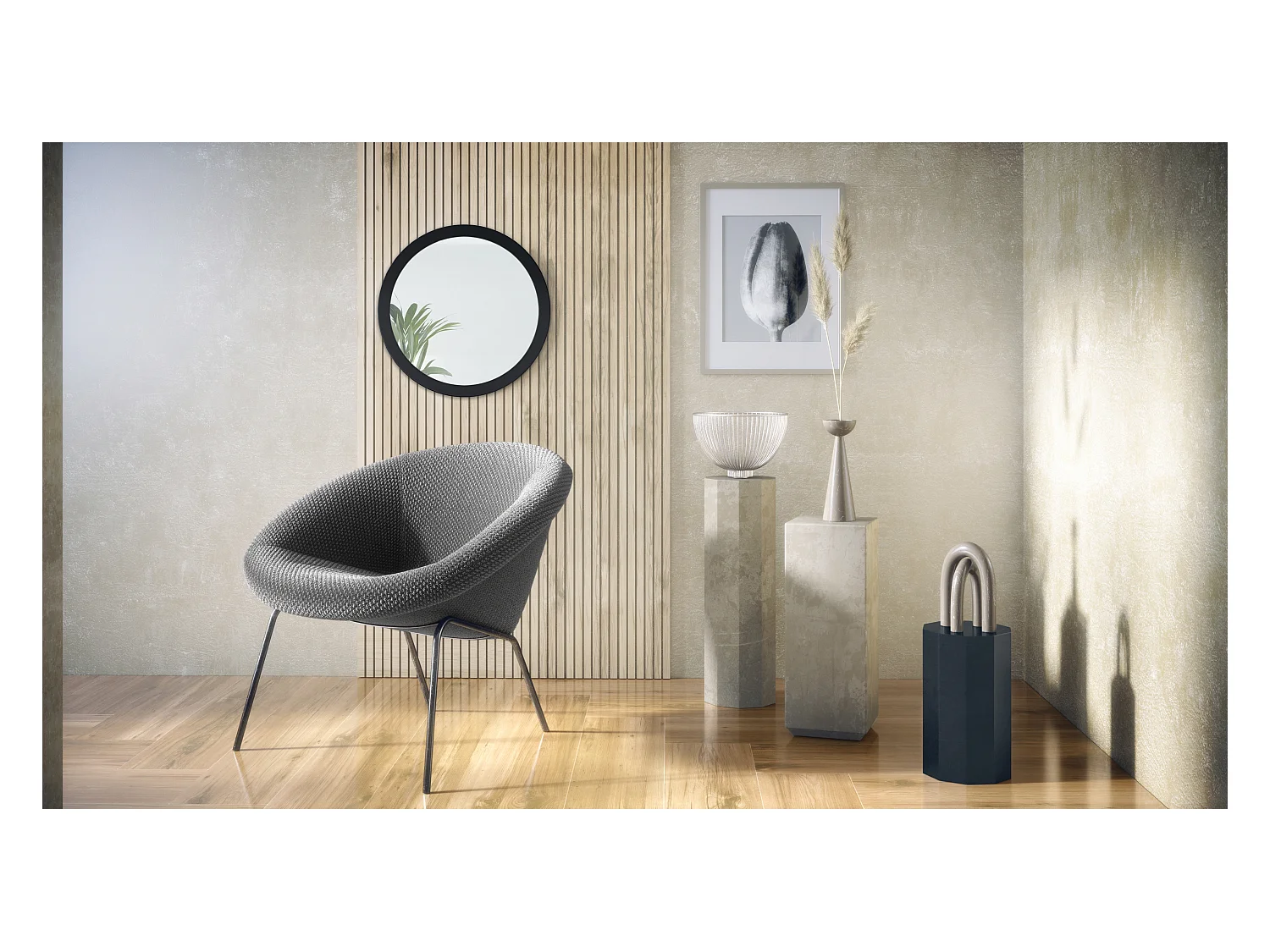 Globe Miroir 50 cm, Miroir Murale Rond Décoratif pour Couloir et Salon avec Cadre en MDF en noir mat