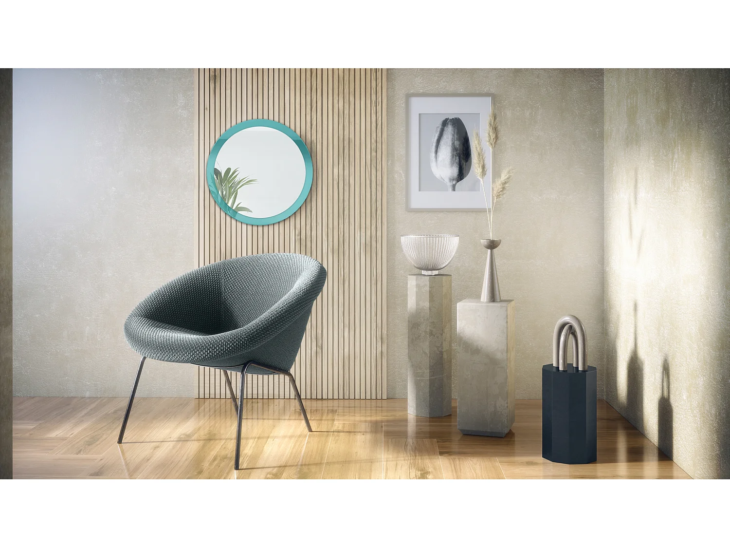 Globe Miroir 50 cm, Miroir Murale Rond Décoratif pour Couloir et Salon avec Cadre en MDF en turquoise haute brillance
