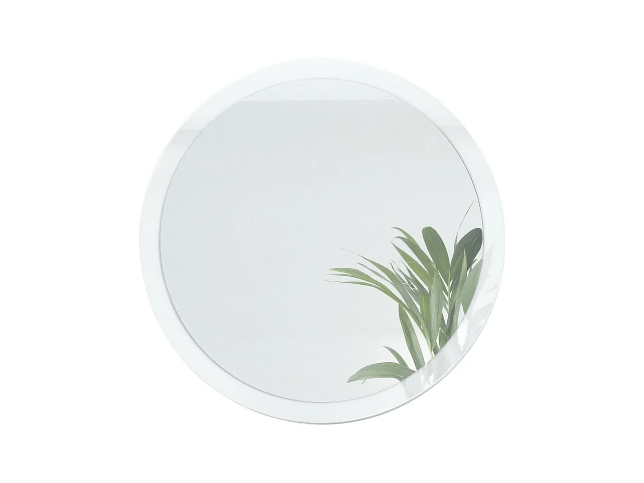 Globe Miroir 80 cm, Miroir Murale Rond Décoratif pour Couloir et Salon avec Cadre en MDF en blanc haute brillance