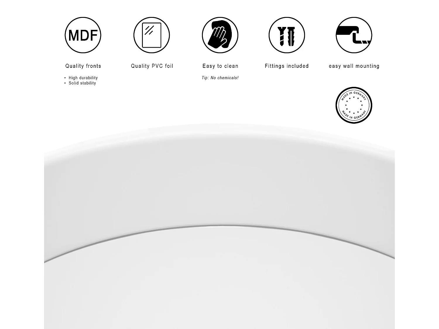 Globe Miroir 80 cm, Miroir Murale Rond Décoratif pour Couloir et Salon avec Cadre en MDF en blanc haute brillance