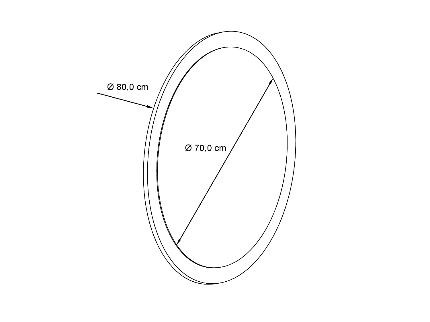 Globe Miroir 80 cm, Miroir Murale Rond Décoratif pour Couloir et Salon avec Cadre en MDF en blanc haute brillance