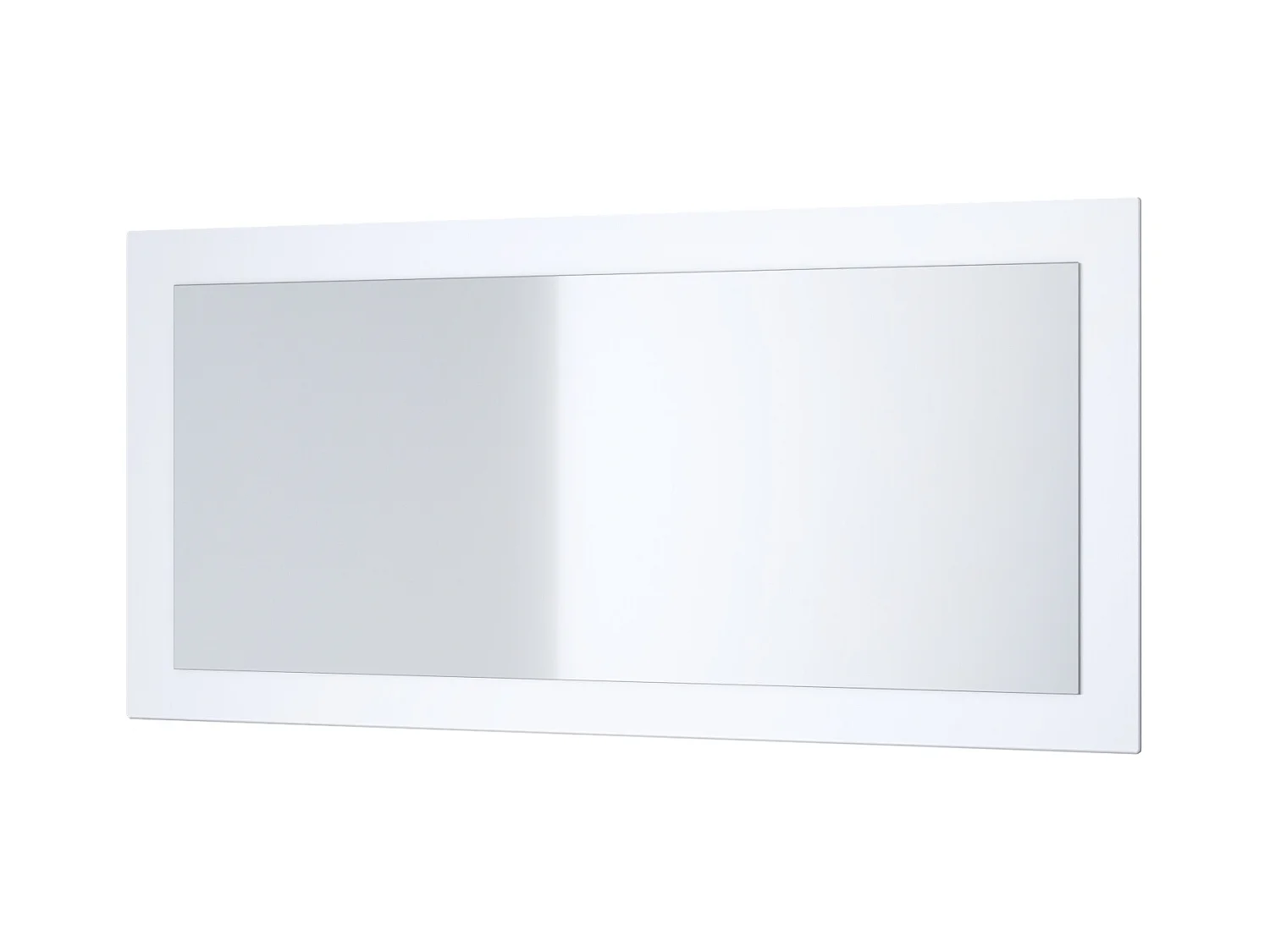 Miroir Lima, Miroir mural avec cadre de style moderne, Blanc haute brillance (89 x 45 cm)
