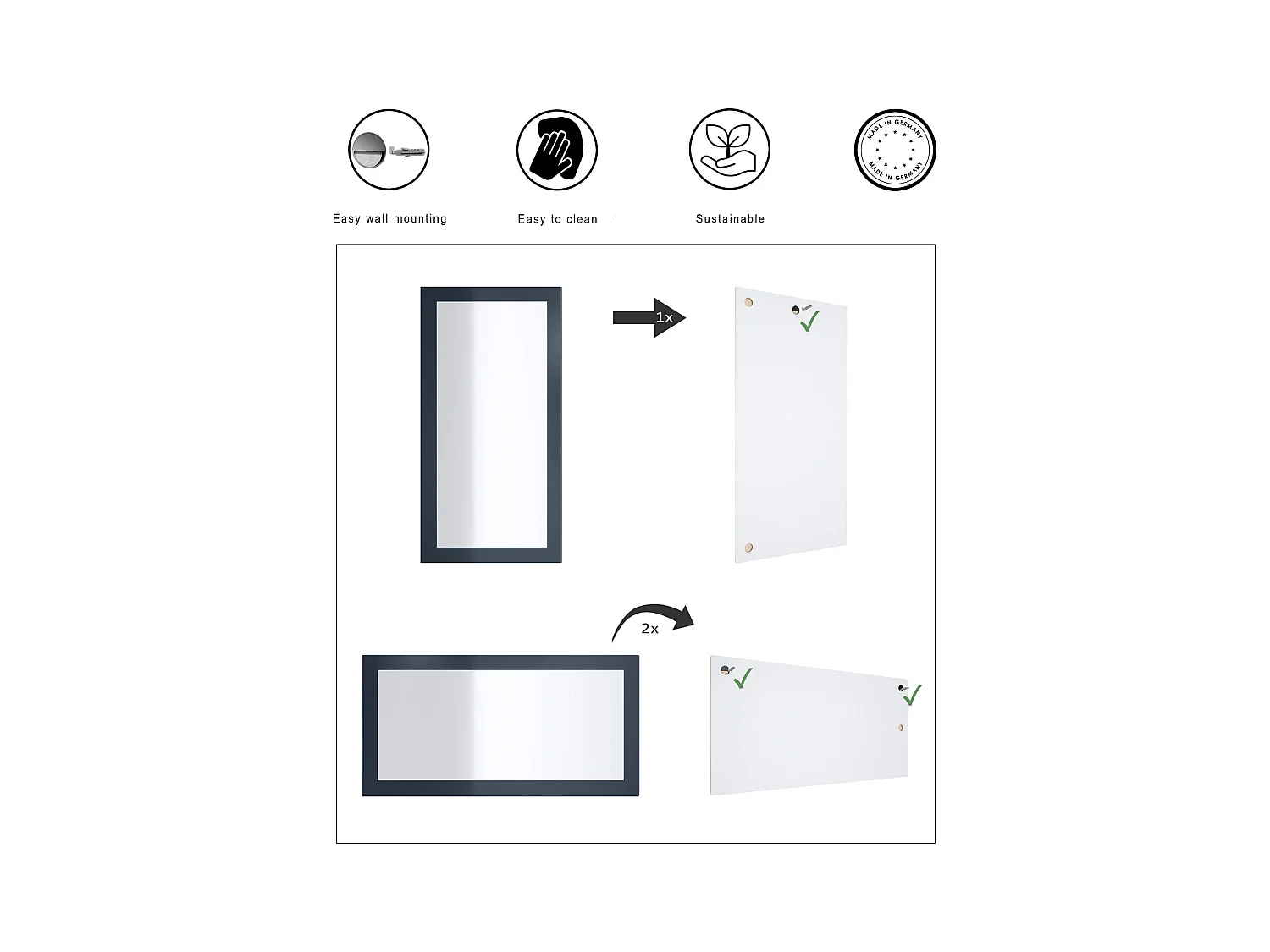 Enigme Miroir 89, miroir mural avec cadre au style moderne, Bleu royal (89 x 45 cm)