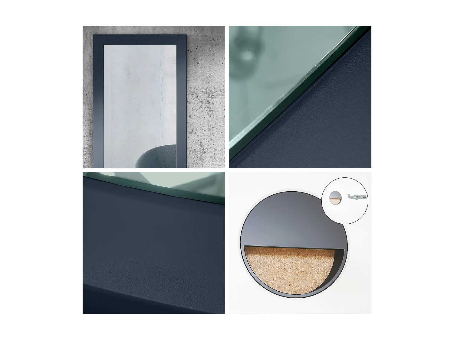 Enigme Miroir 89, miroir mural avec cadre au style moderne, Bleu royal (89 x 45 cm)