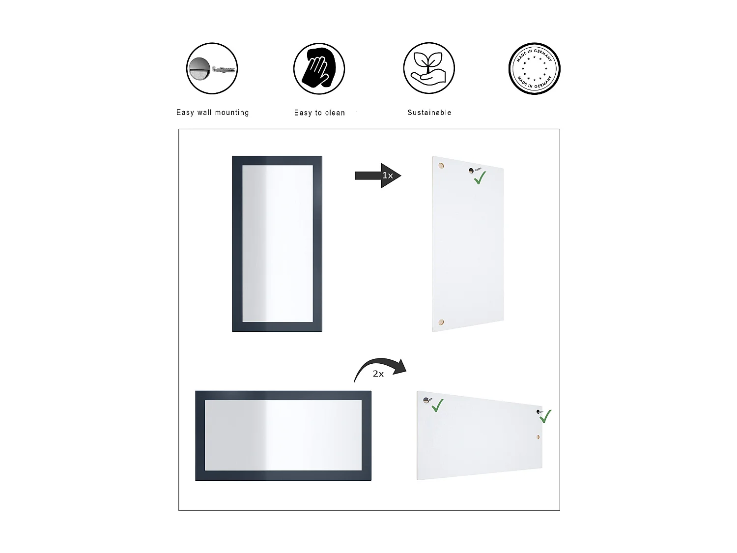 Enigme Miroir 89, miroir mural avec cadre au style moderne, Bleu royal (89 x 45 cm)