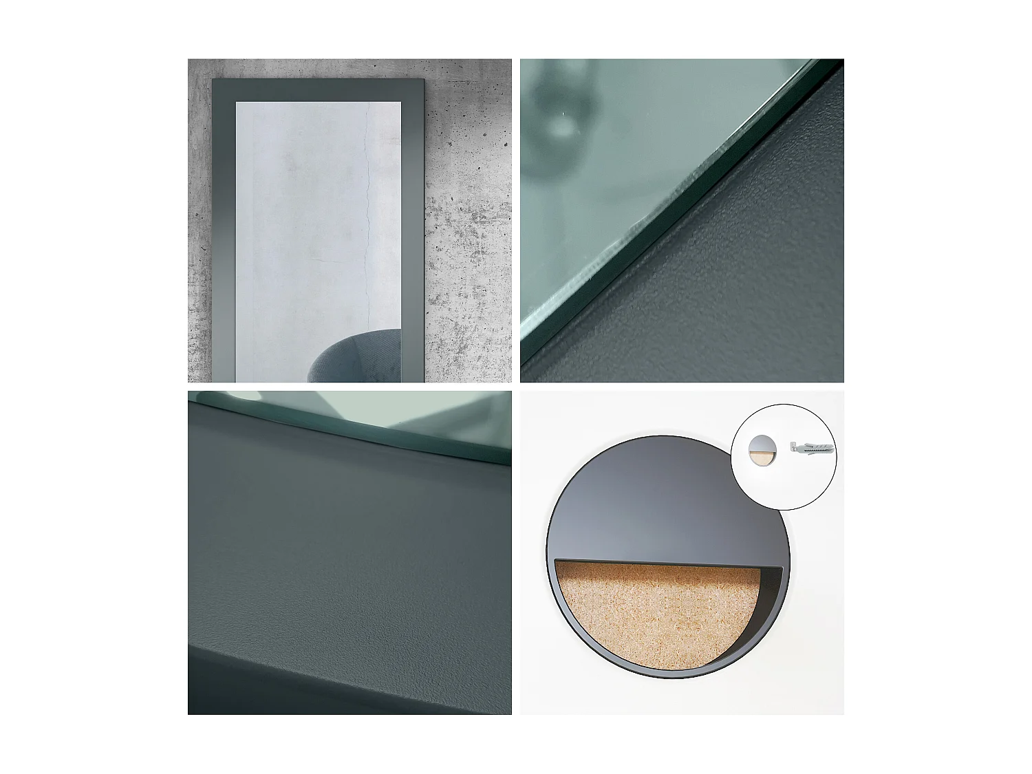 Enigme Miroir 89, miroir mural avec cadre au style moderne, Fjord vert (89 x 45 cm)