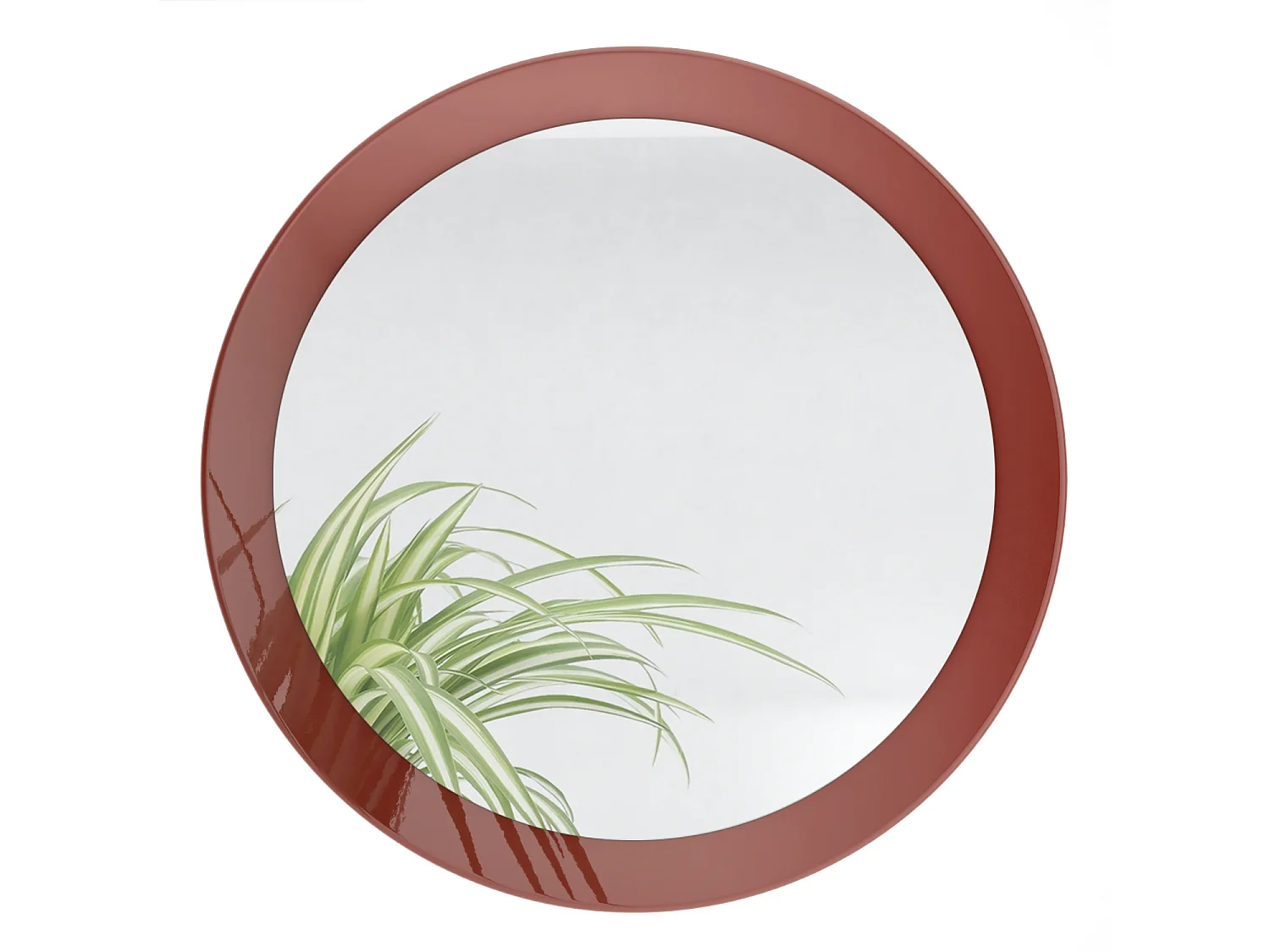 Globe Miroir 50 cm, Miroir Murale Rond Décoratif pour Couloir et Salon avec Cadre en MDF en bordeaux haute brillance