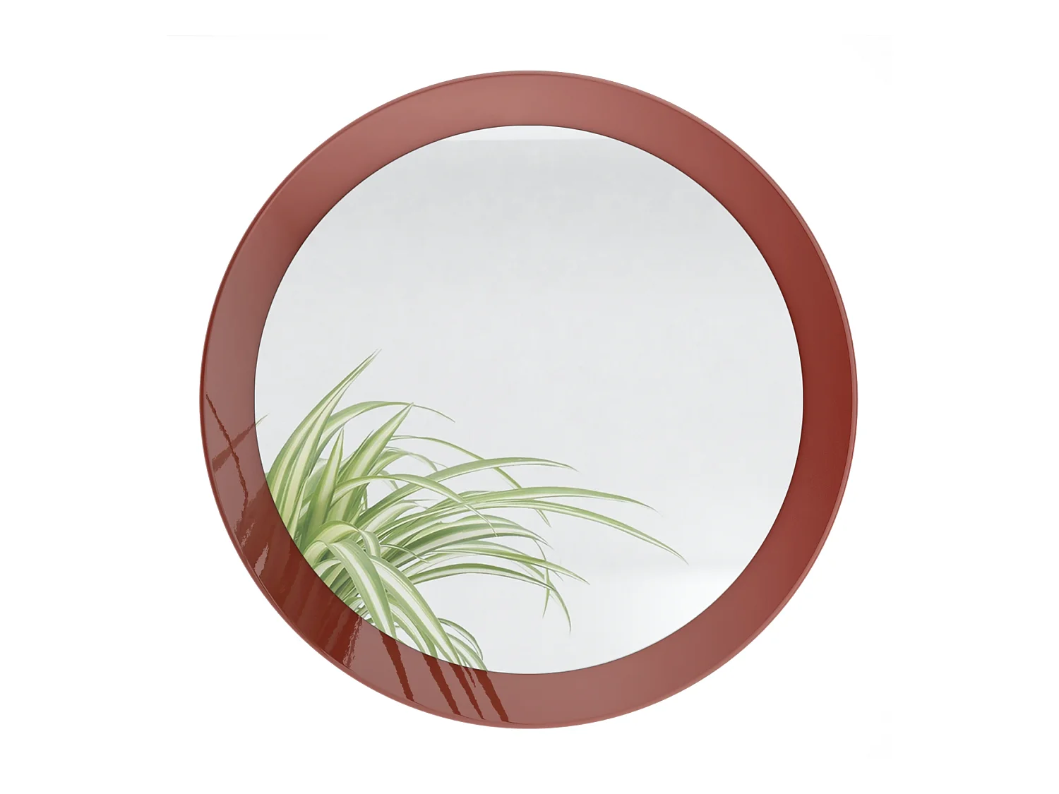 Globe Miroir 50 cm, Miroir Murale Rond Décoratif pour Couloir et Salon avec Cadre en MDF en bordeaux haute brillance