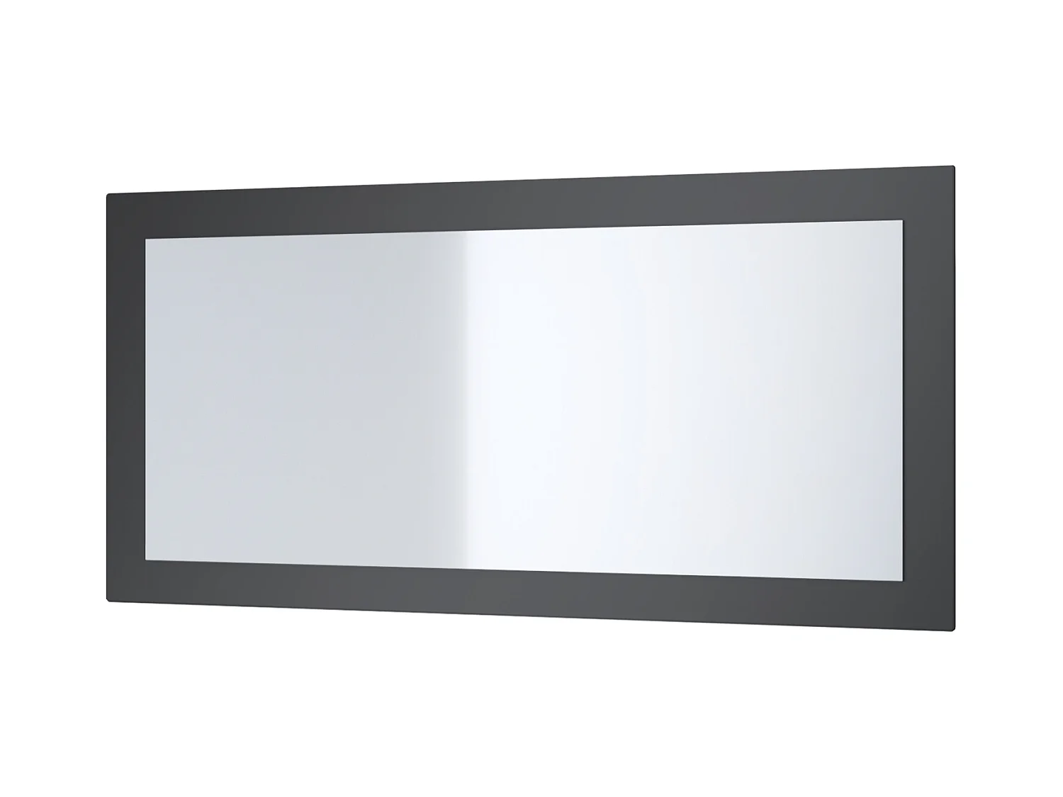 Miroir Lima, Miroir mural avec cadre de style moderne, Blanc haute brillance (89 x 45 cm)