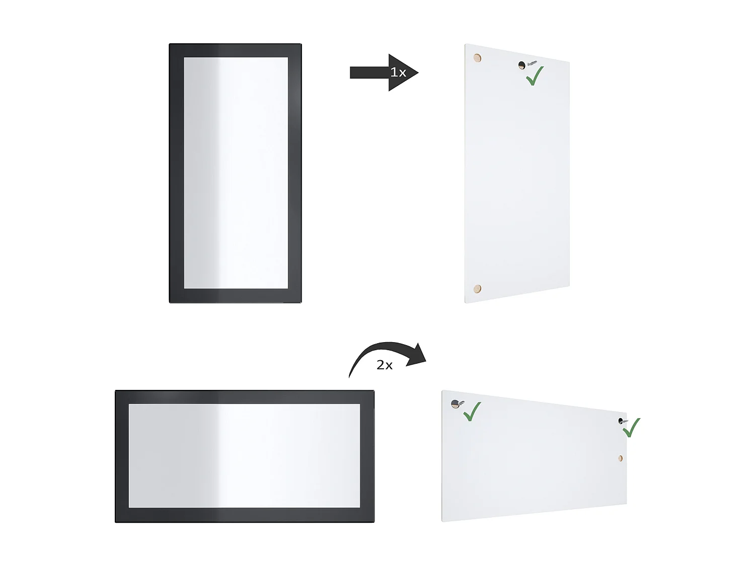 Miroir Lima, Miroir mural avec cadre de style moderne, Blanc haute brillance (89 x 45 cm)
