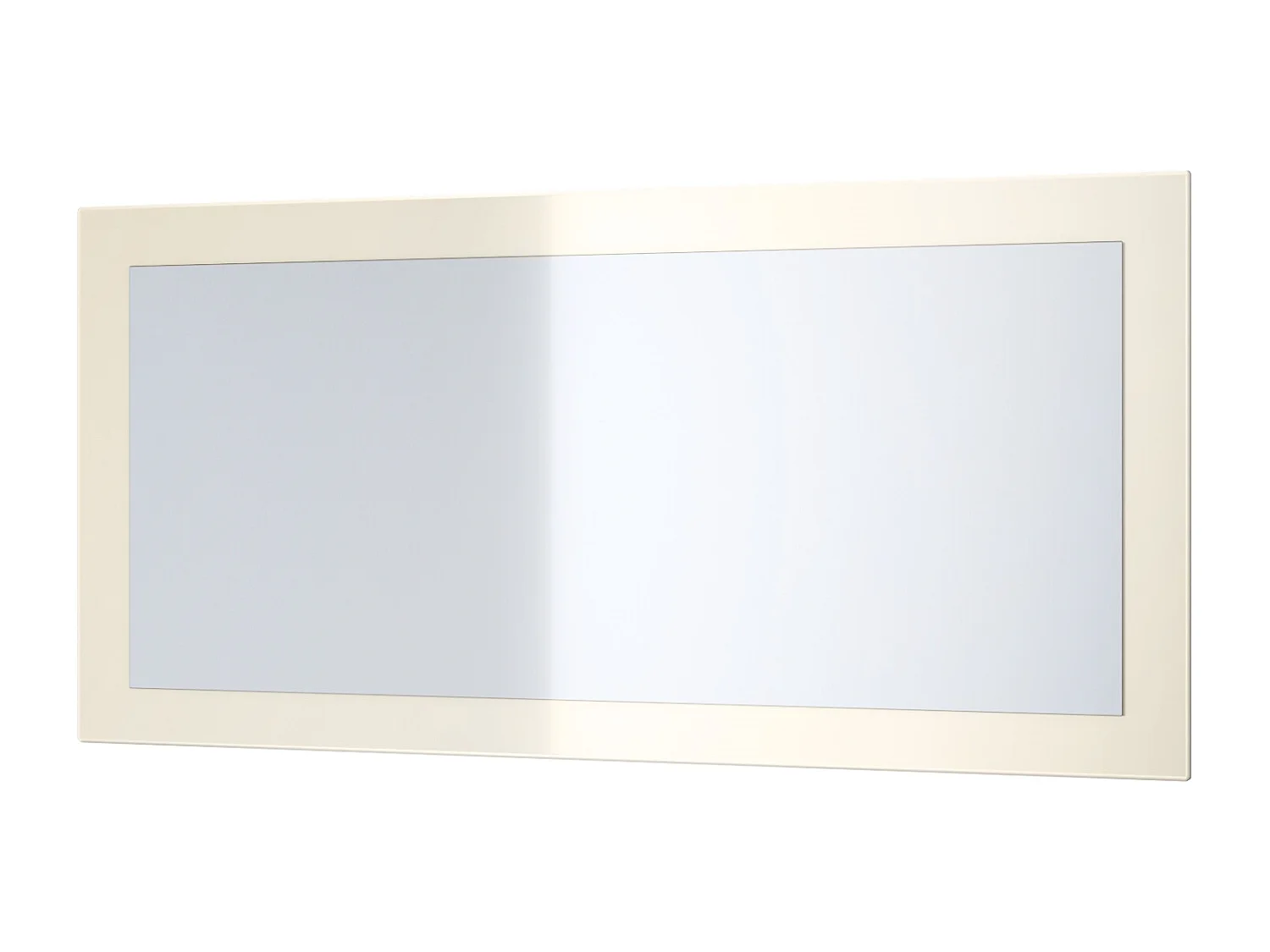 Miroir Lima, Miroir mural avec cadre de style moderne, Blanc haute brillance (89 x 45 cm)