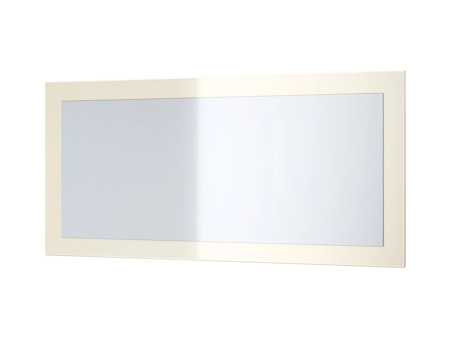 Miroir Lima, Miroir mural avec cadre de style moderne, Blanc haute brillance (89 x 45 cm)