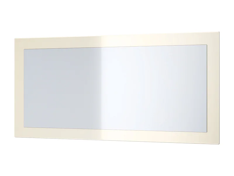 Miroir Lima, Miroir mural avec cadre de style moderne, Blanc haute brillance (89 x 45 cm)
