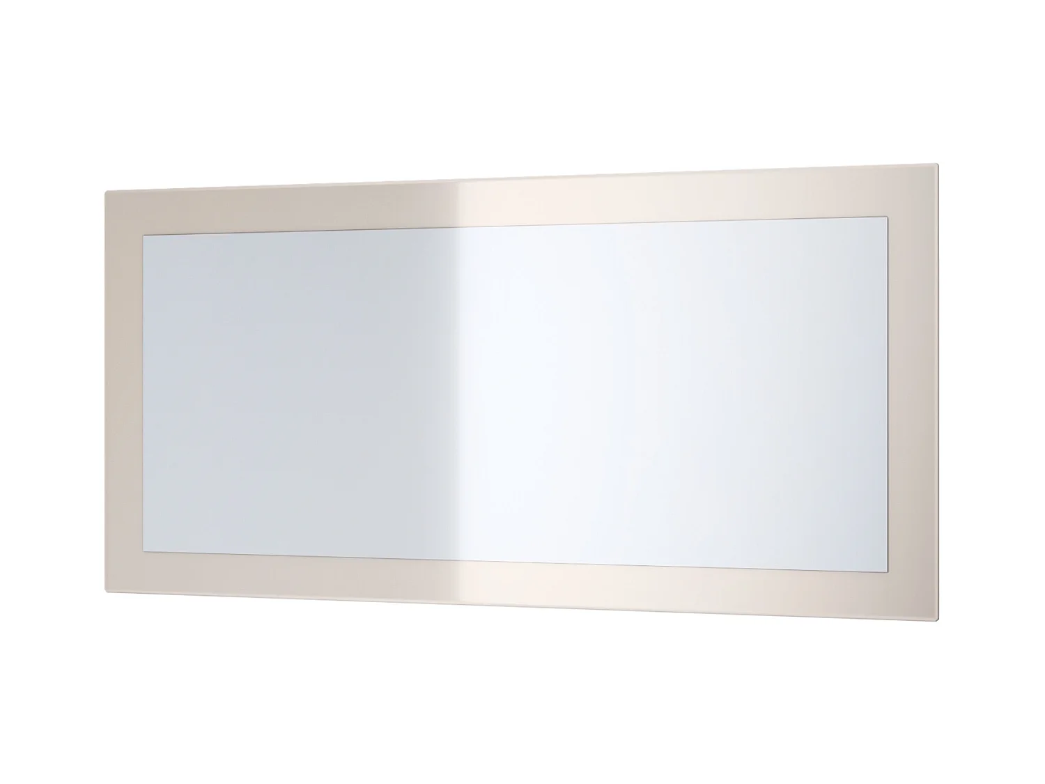 Miroir Lima, Miroir mural avec cadre de style moderne, Blanc haute brillance (89 x 45 cm)