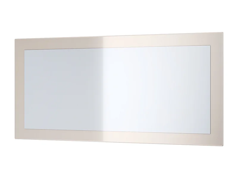 Miroir Lima, Miroir mural avec cadre de style moderne, Blanc haute brillance (89 x 45 cm)