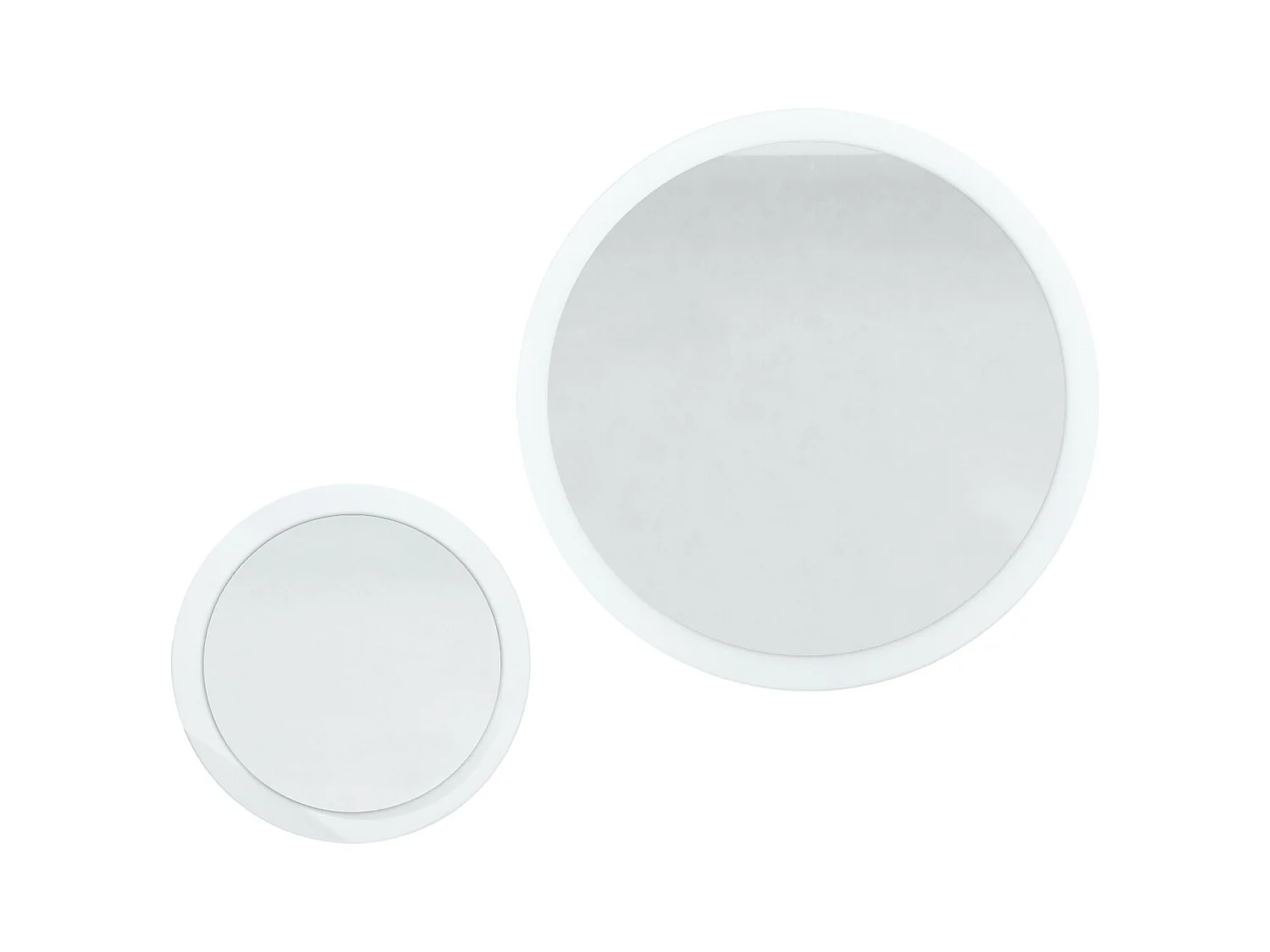 Miroir Globe Set 50 et 80 cm, 2 miroirs muraux ronds décoratifs pour l'entrée et le salon avec cadre en MDF gris sable haute brillance