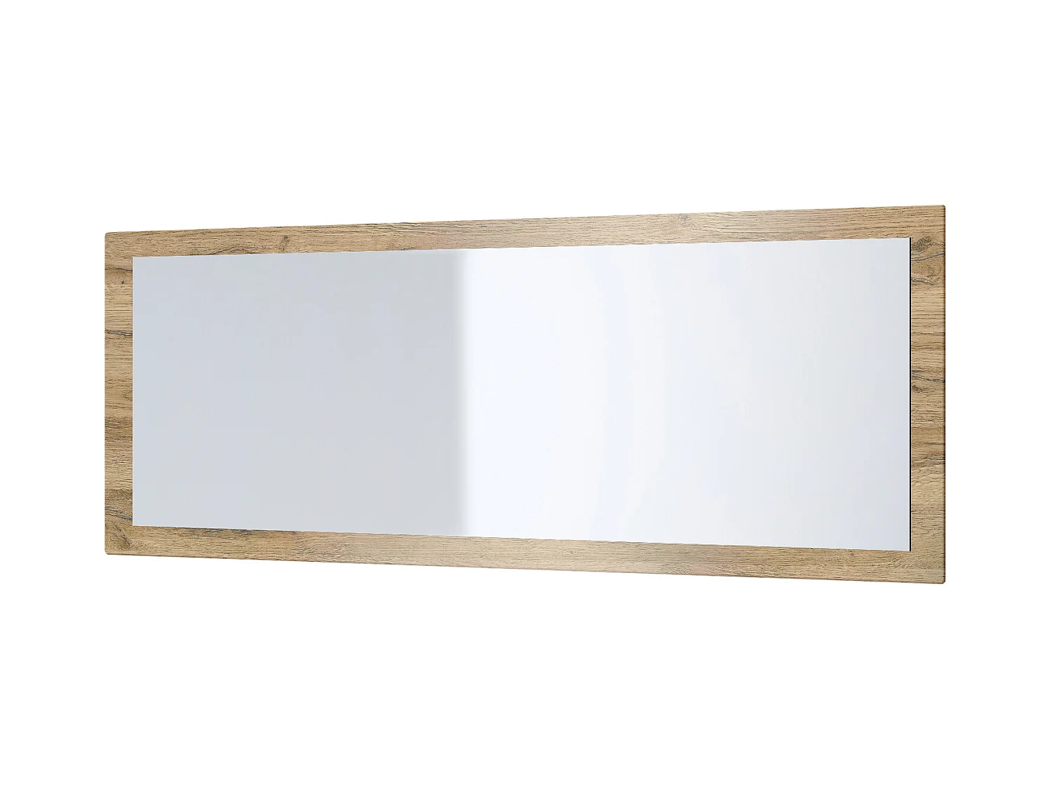 Miroir Lima, Miroir mural avec cadre de style moderne, Blanc haute brillance (139 x 55 cm)
