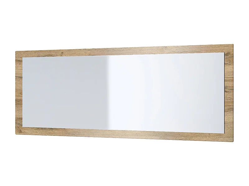 Miroir Lima, Miroir mural avec cadre de style moderne, Blanc haute brillance (139 x 55 cm)
