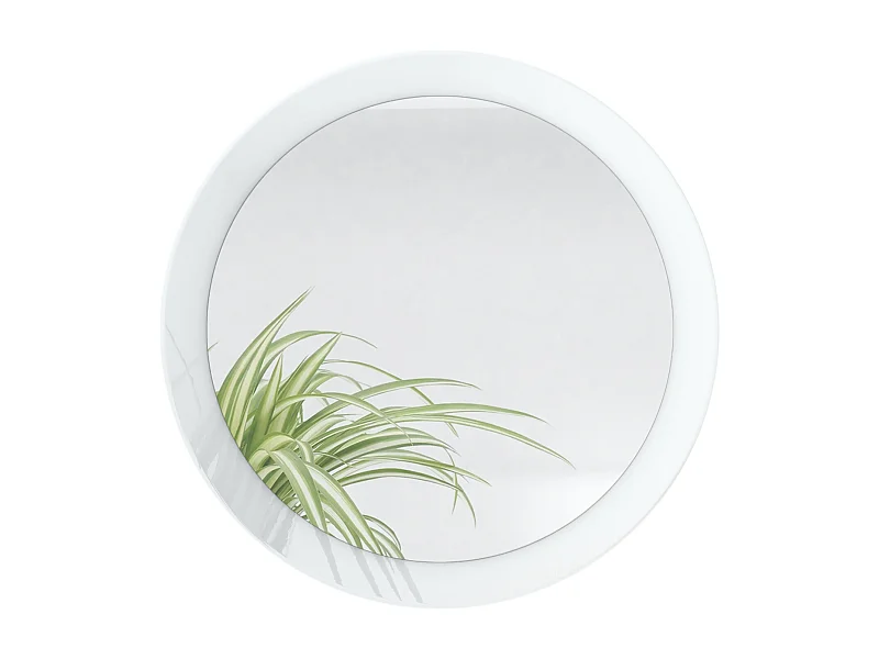 Globe Miroir 50 cm, Miroir Murale Rond Décoratif pour Couloir et Salon avec Cadre en MDF en blanc haute brillance