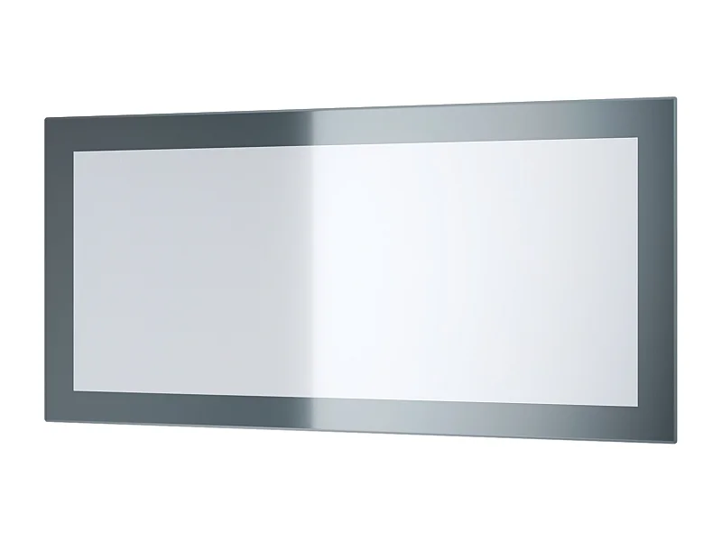 Miroir Lima, Miroir mural avec cadre de style moderne, Blanc haute brillance (89 x 45 cm)