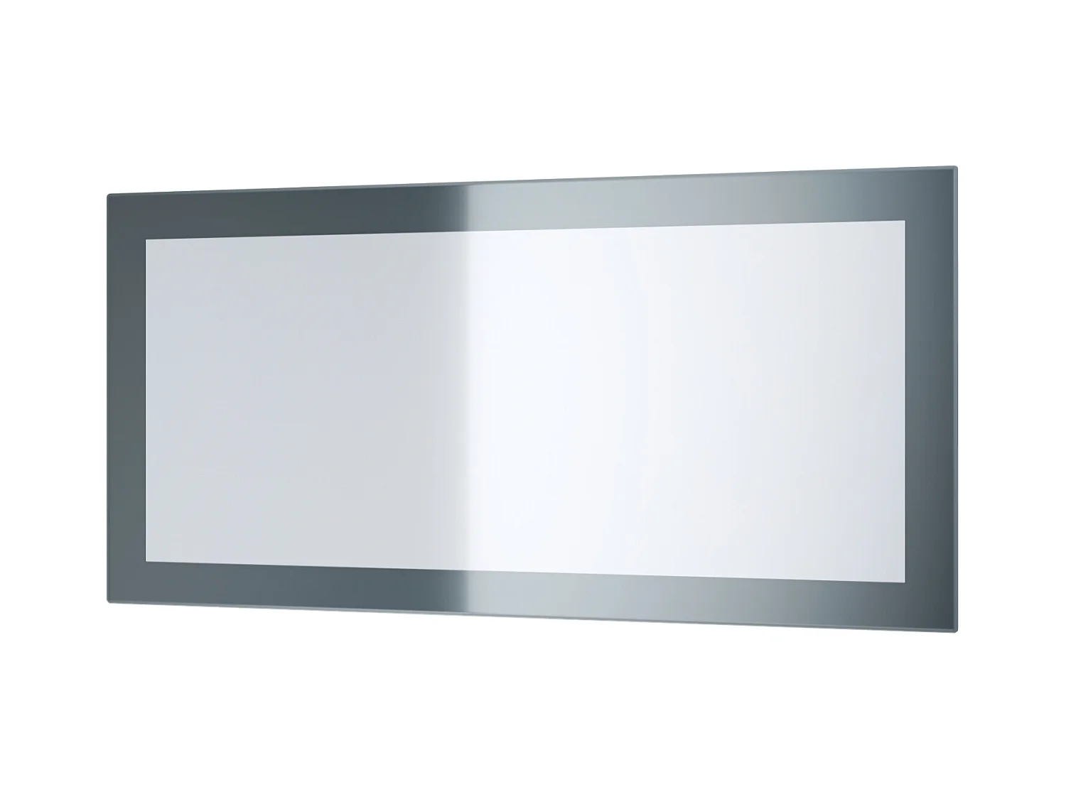 Miroir Lima, Miroir mural avec cadre de style moderne, Blanc haute brillance (89 x 45 cm)