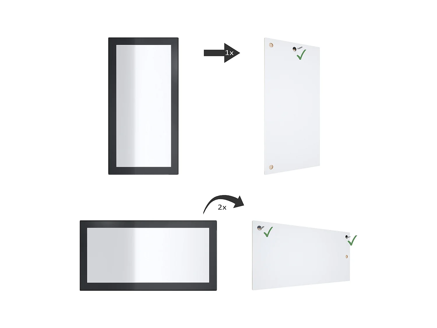 Miroir Lima, Miroir mural avec cadre de style moderne, Blanc haute brillance (89 x 45 cm)