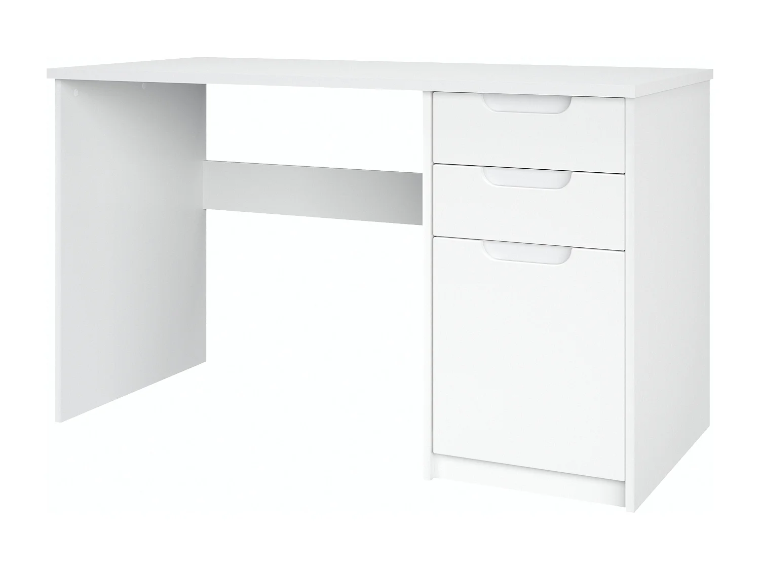 Logan Desk, scrivania per ufficio con 2 cassetti e 1 anta, bianco opaco/bianco opaco (129 x 76 x 60 cm)