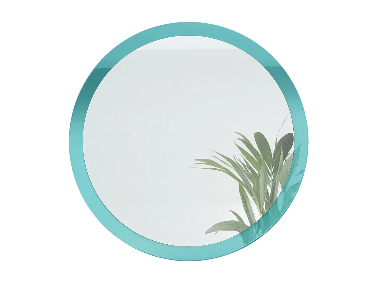 Globe Miroir 80 cm, Miroir Murale Rond Décoratif pour Couloir et Salon avec Cadre en MDF en turquoise haute brillance