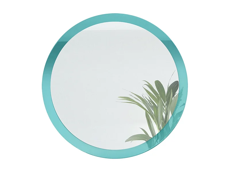 Globe Miroir 80 cm, Miroir Murale Rond Décoratif pour Couloir et Salon avec Cadre en MDF en turquoise haute brillance