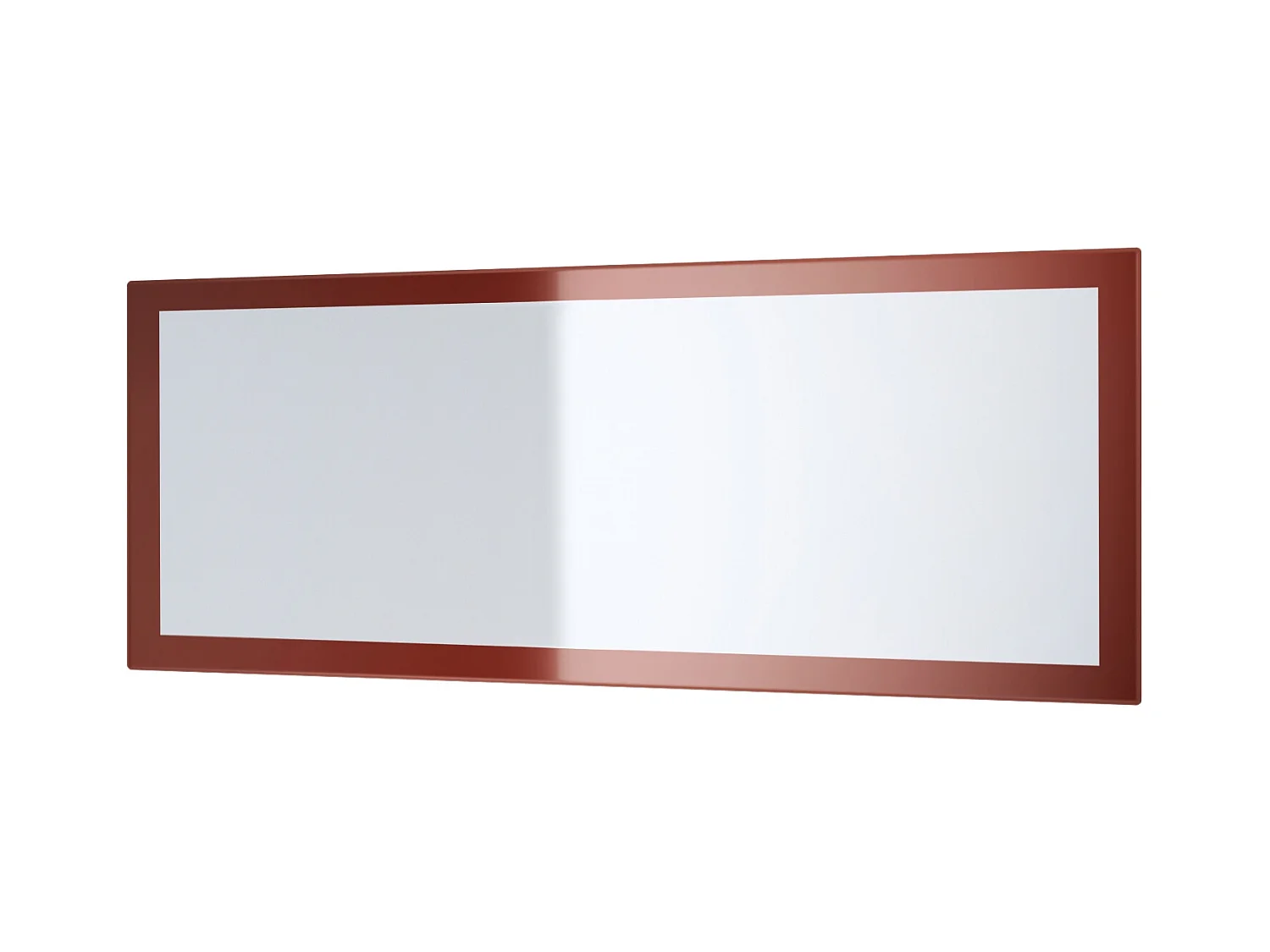 Miroir Lima, Miroir mural avec cadre de style moderne, Blanc haute brillance (139 x 55 cm)
