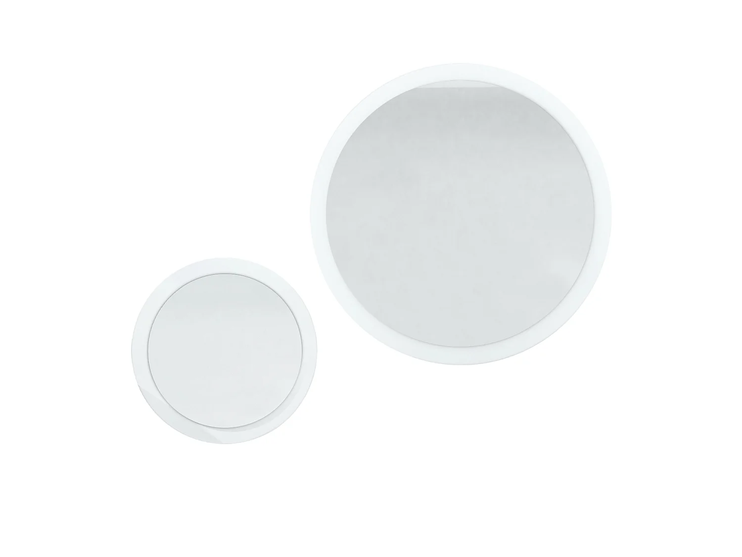 Miroir Globe Set 50 et 80 cm, 2 miroirs muraux ronds décoratifs pour l'entrée et le salon avec cadre en MDF bordeaux haute brillance