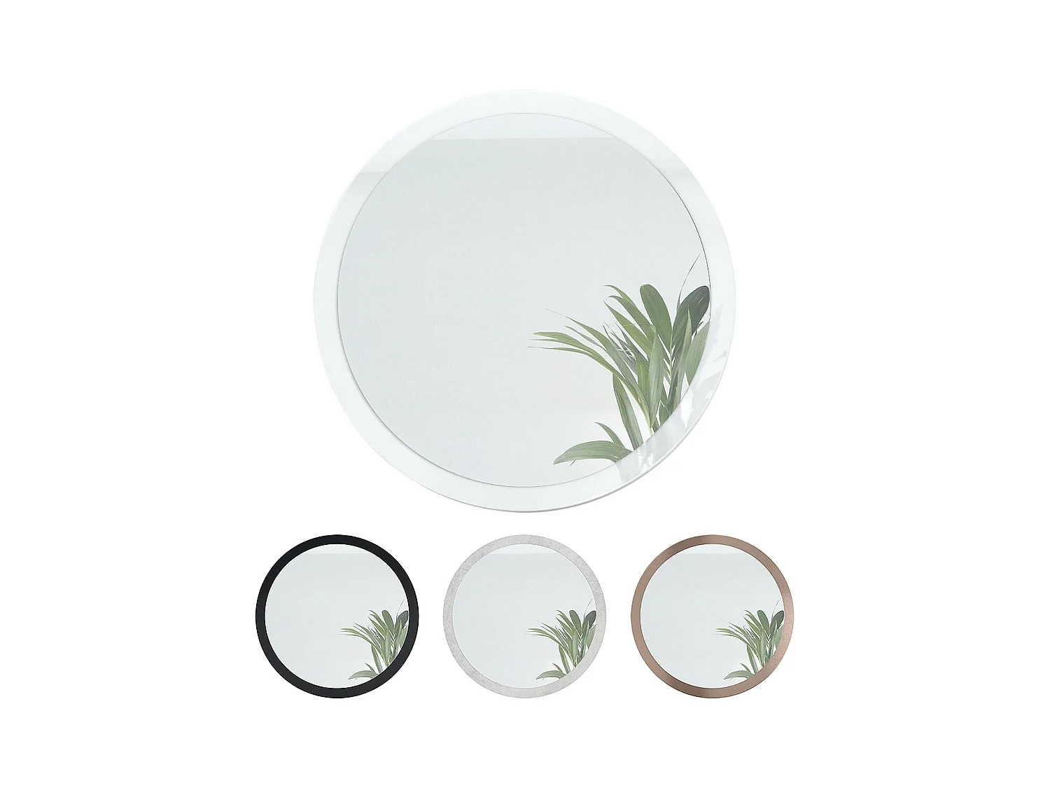 Globe Miroir 80 cm, Miroir Murale Rond Décoratif pour Couloir et Salon avec Cadre en MDF en gris sable haute brillance