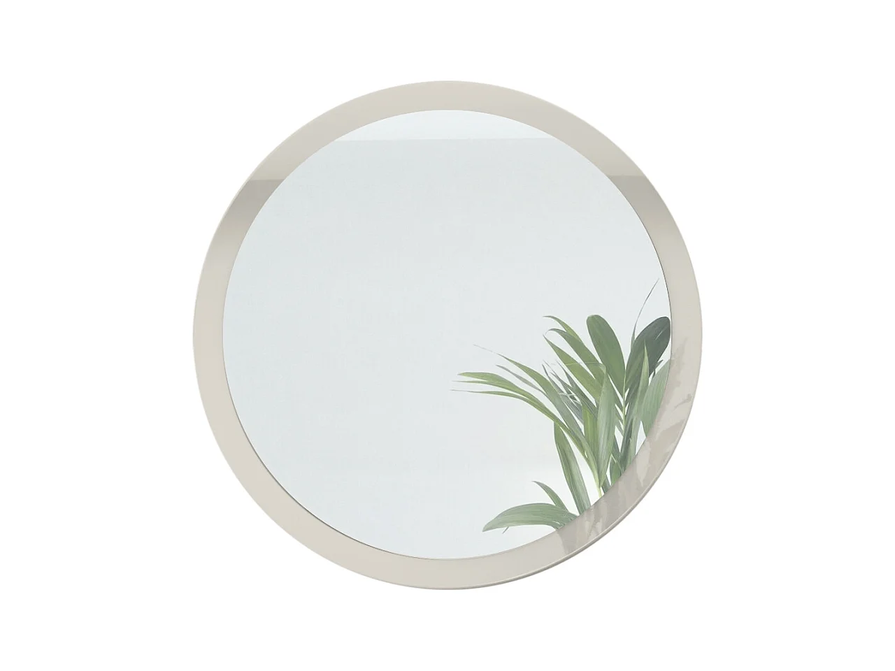Globe Miroir 80 cm, Miroir Murale Rond Décoratif pour Couloir et Salon avec Cadre en MDF en gris sable haute brillance