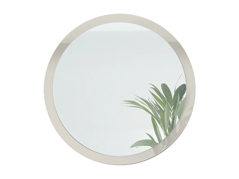 Globe Miroir 80 cm, Miroir Murale Rond Décoratif pour Couloir et Salon avec Cadre en MDF en gris sable haute brillance