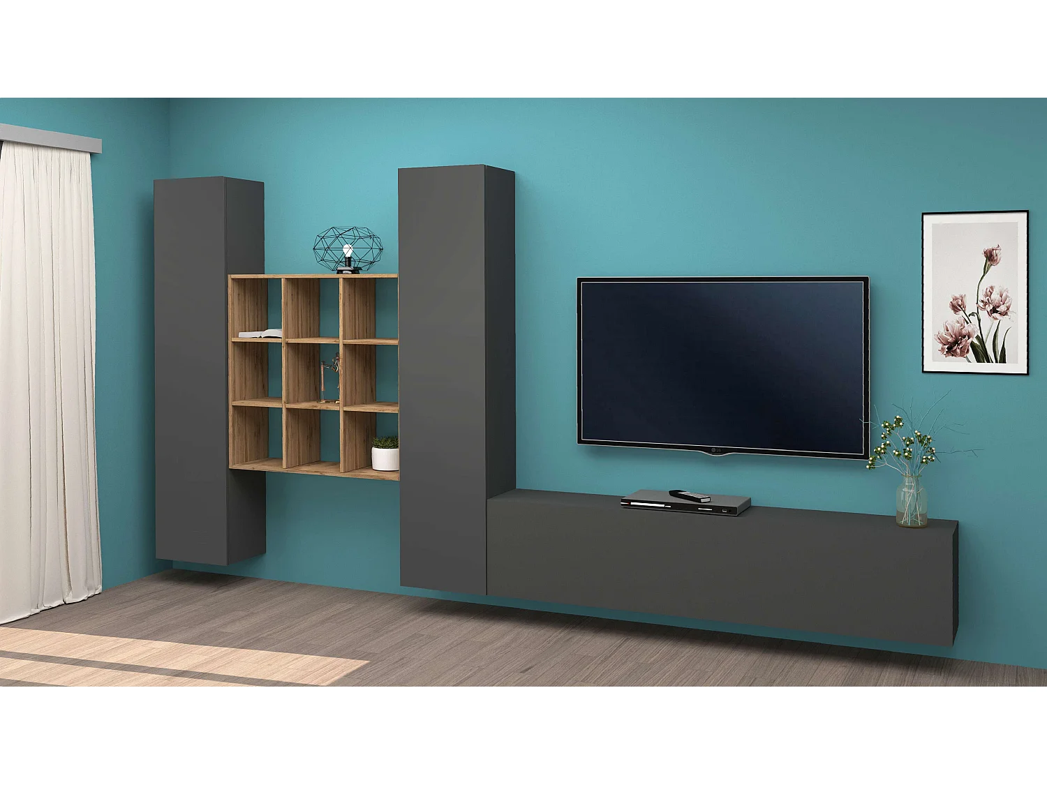 Meuble TV moderne de salon 2 armoires colonnes Talka RT