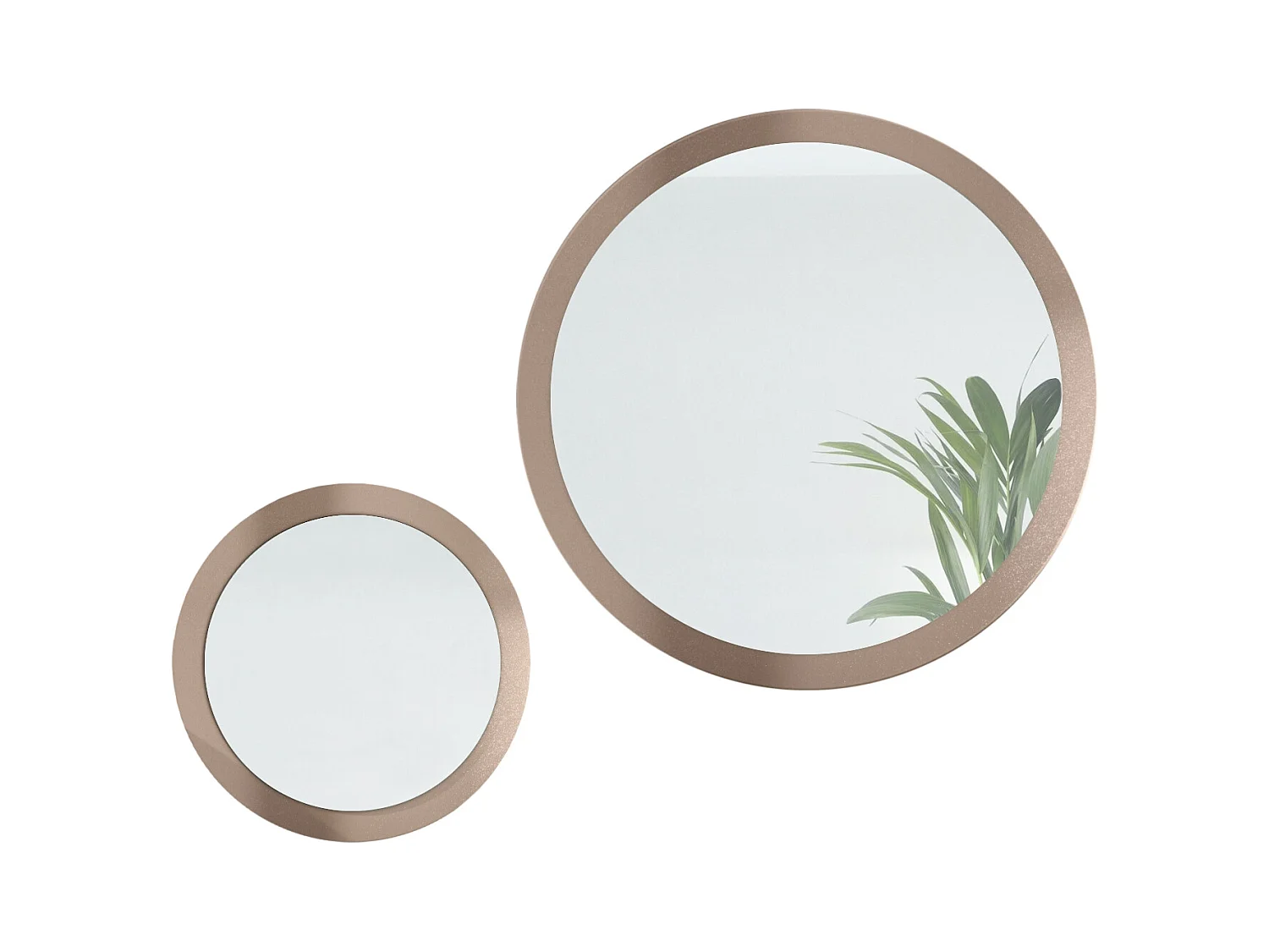 Miroir Globe Set 50 et 80 cm, 2 miroirs muraux ronds décoratifs pour l'entrée et le salon avec cadre en MDF aspect bronzé