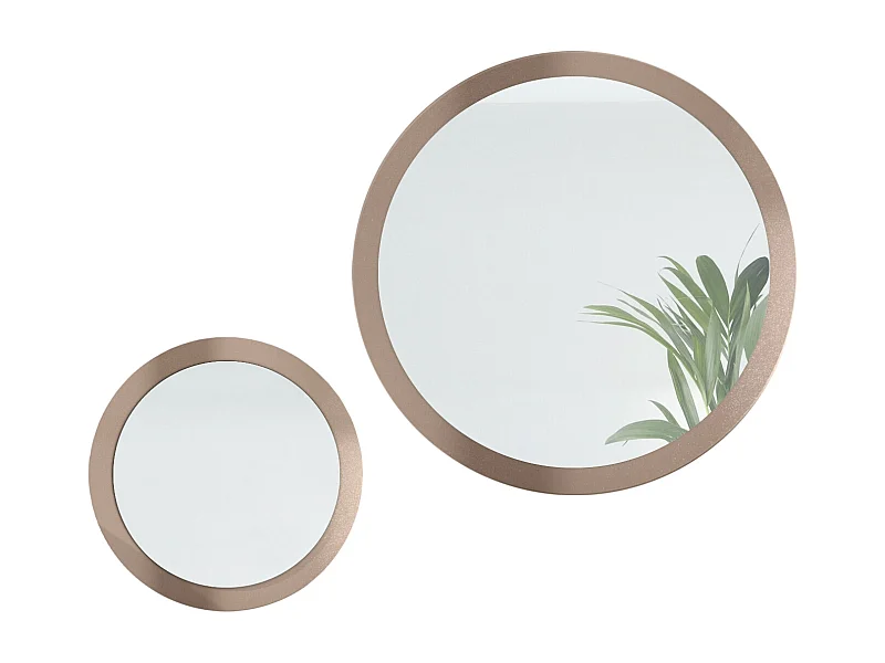 Miroir Globe Set 50 et 80 cm, 2 miroirs muraux ronds décoratifs pour l'entrée et le salon avec cadre en MDF aspect bronzé