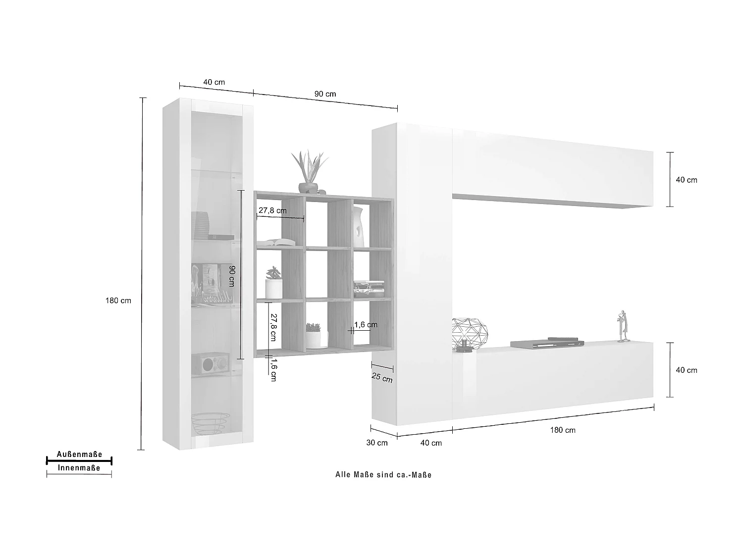 Mueble TV librería blanco Femir WH