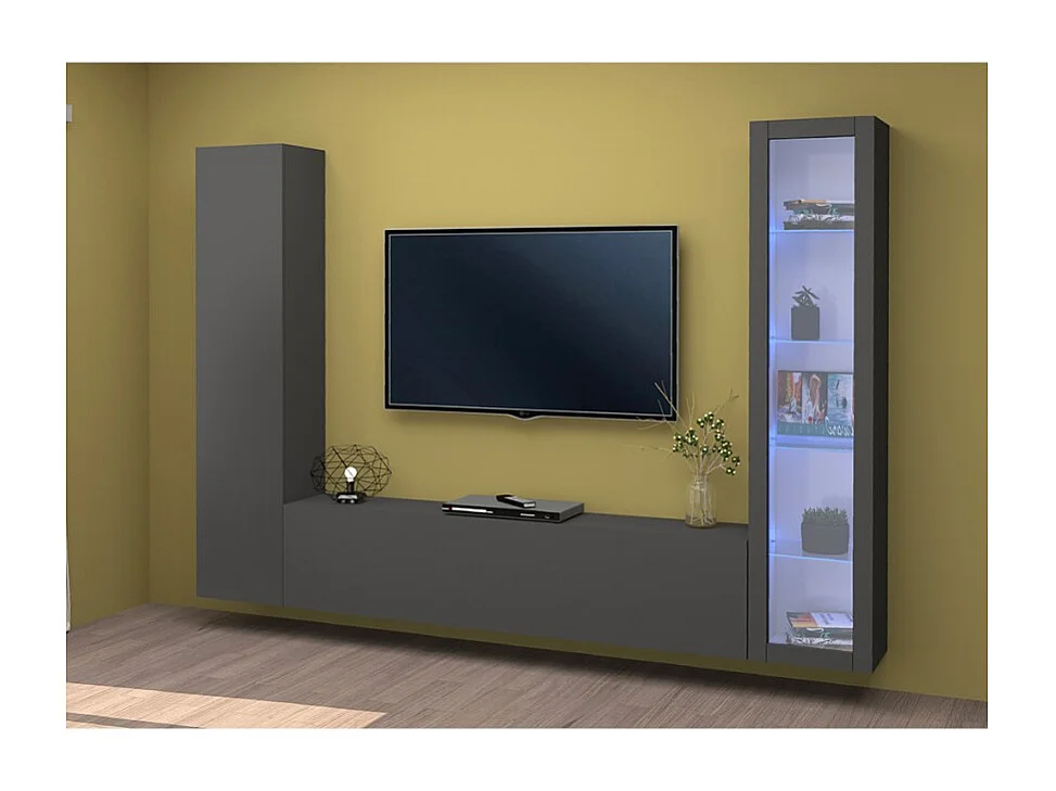 Meuble TV moderne avec vitrine et armoire murale Peris RT
