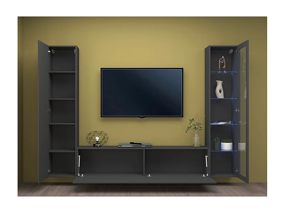 Meuble TV moderne avec vitrine et armoire murale Peris RT