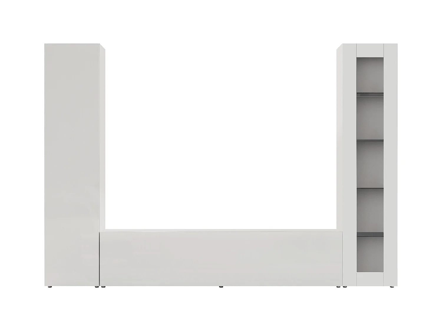 Parete attrezzata Maruska set soggiorno bianco lucido 260x30x180 cm