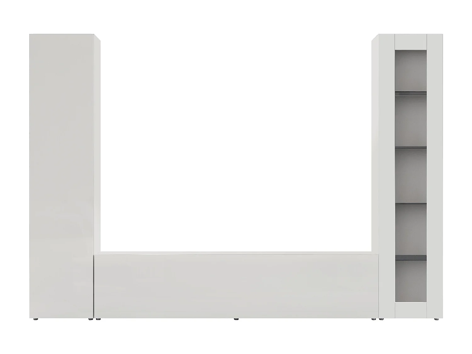 Parete attrezzata Maruska set soggiorno bianco lucido 260x30x180 cm