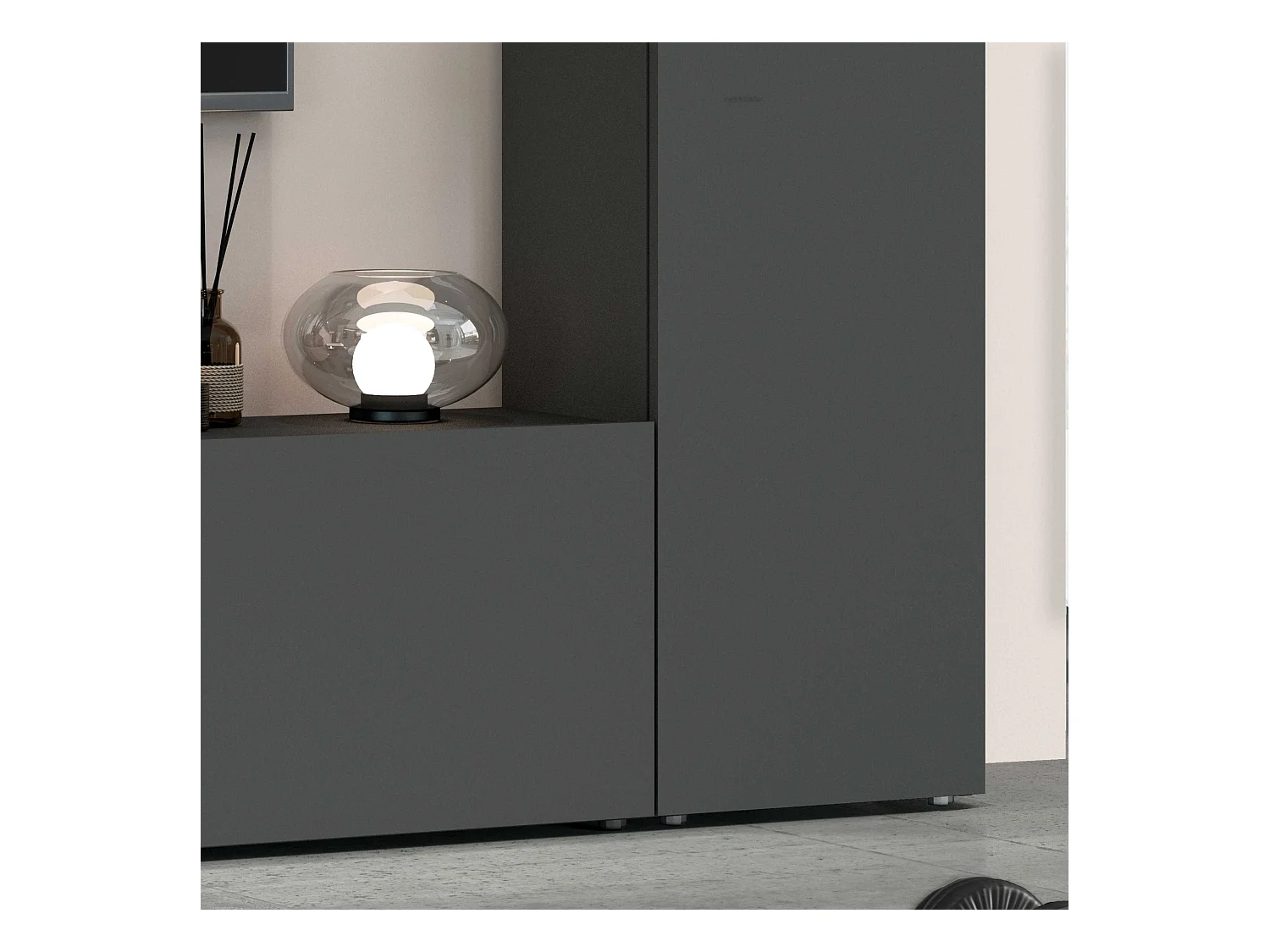 Meuble TV de salon moderne gris 2 armoires colonnes Vibe RT