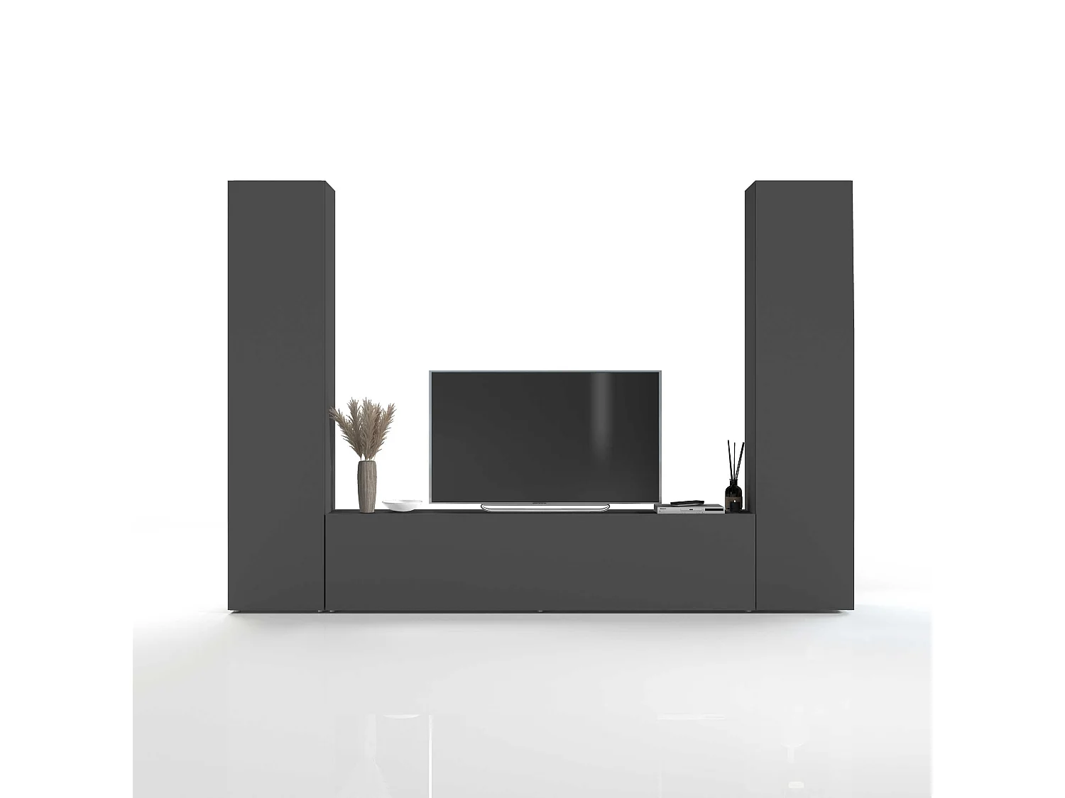 Parete attrezzata Maruska per soggiorno completo antracite opaco 260x30x180 cm