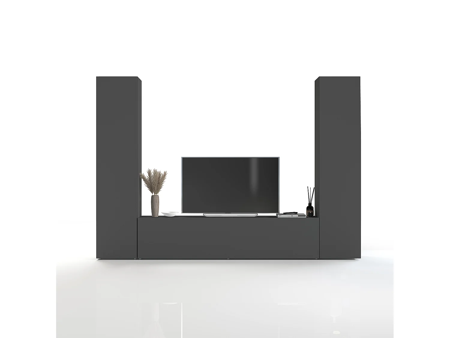 Vibe RT mueble TV moderno gris colgado sistema pared 2 armarios