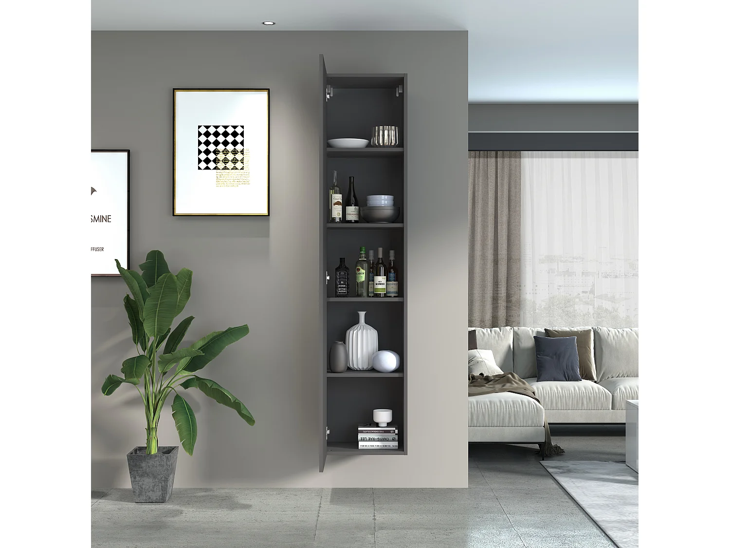 Moderner schwarzer Eingangs-Kleiderschrank mit 5 Fächern Note Wardrobe