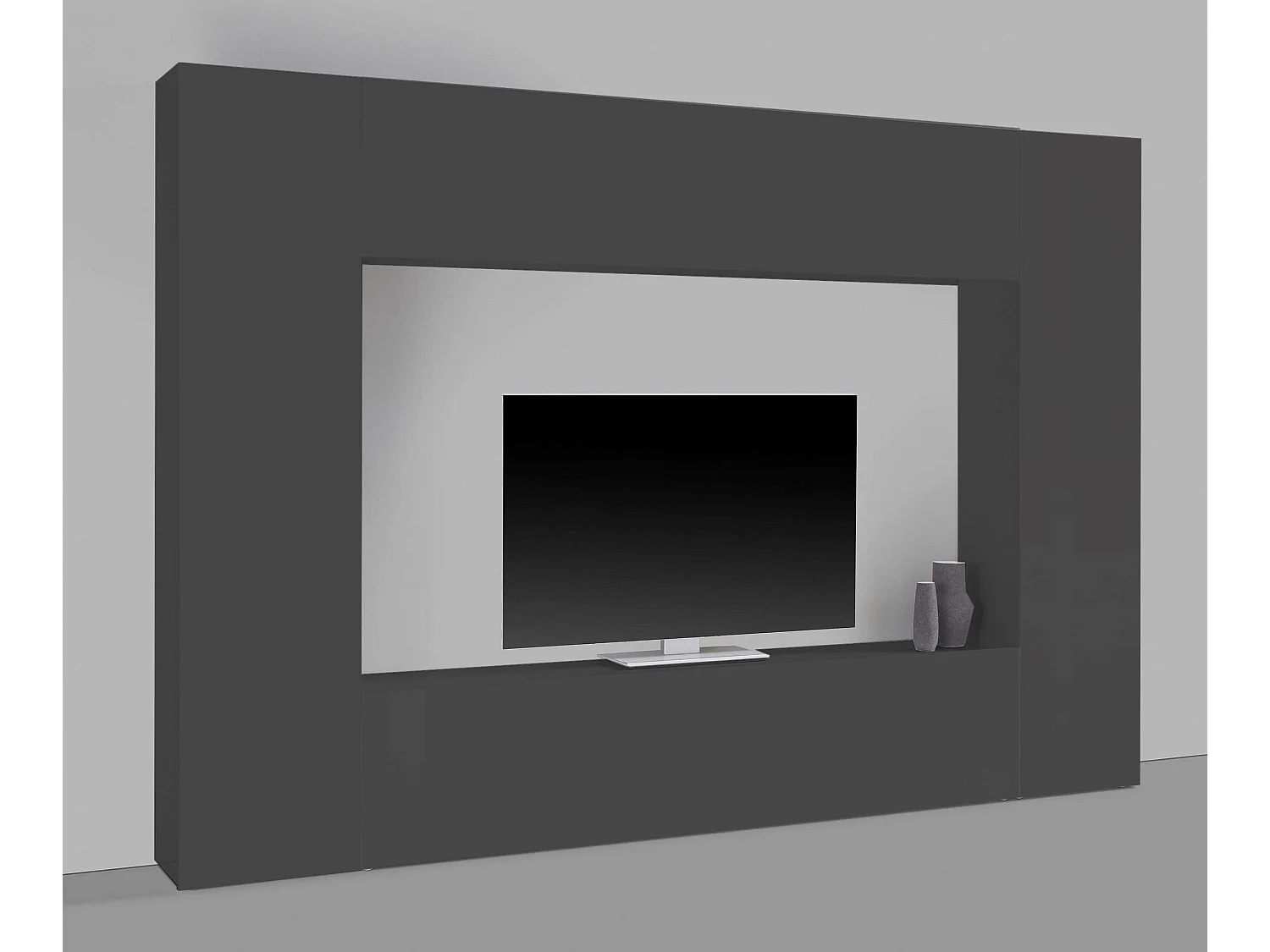 Parete attrezzata moderna soggiorno grigio porta TV 2 armadi pensile Note Mold