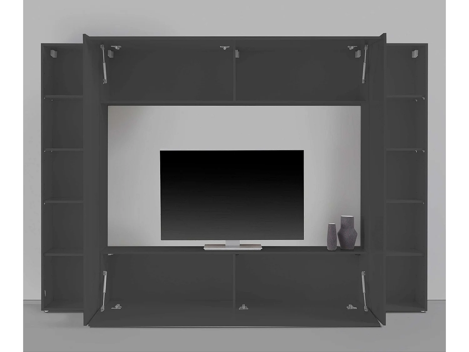Parete attrezzata moderna soggiorno grigio porta TV 2 armadi pensile Note Mold