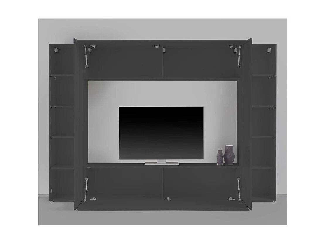 Parete attrezzata moderna soggiorno grigio porta TV 2 armadi pensile Note Mold